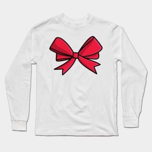 Christmas red gift ribbon, bow vector icon illustration. Long Sleeve T-Shirt